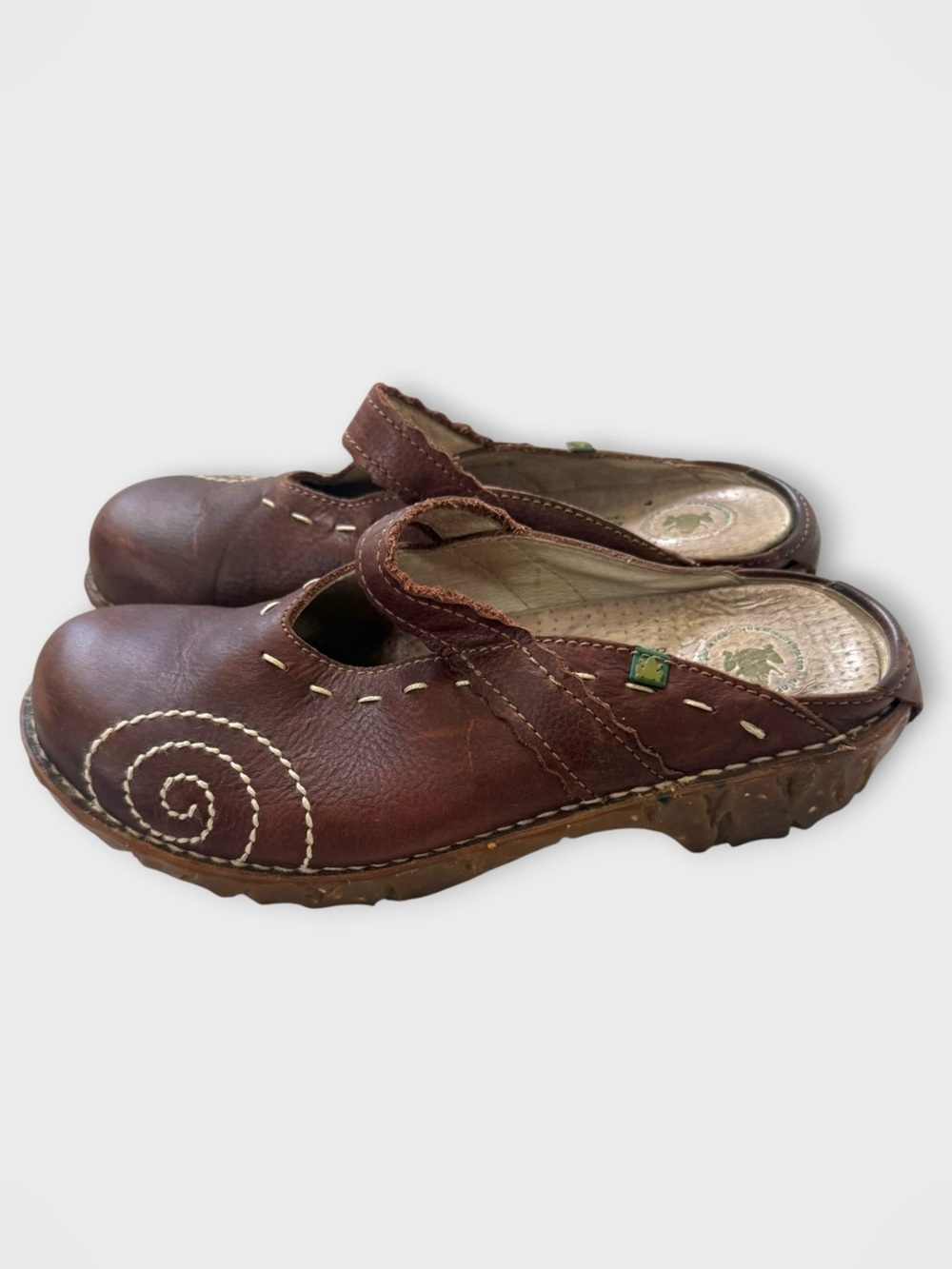 El Naturalista Yggdrasil Leather Clogs White Spiral EU 38